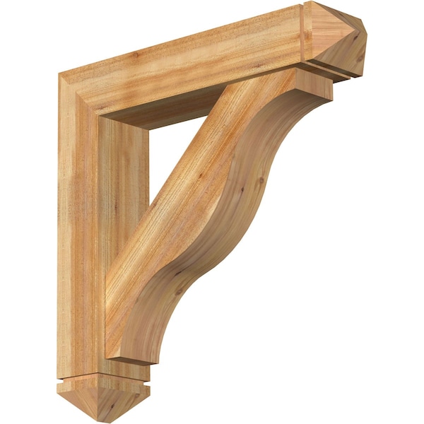 Ekena Millwork Funston Arts and Crafts Rough Sawn Bracket w/ Offset Brace, Western Red Cedar, 8"W x 38"D x 38"H BKT0806X38X38FST03RWR - main